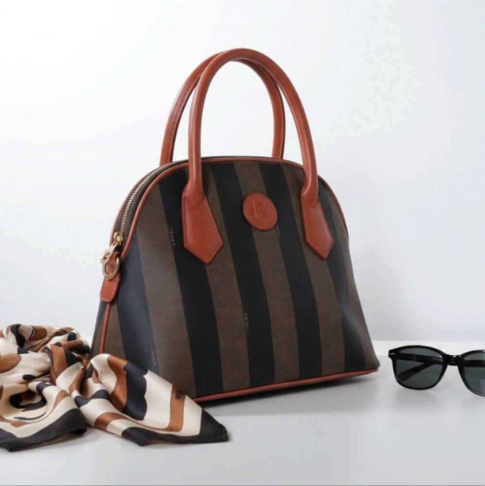 Fendi Pequin Dome Satchel & Fur Bag Charm